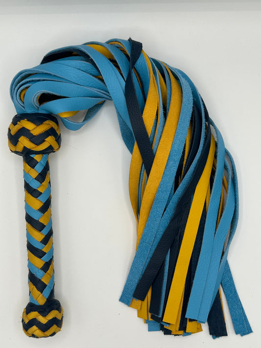 Heavy flogger in yellow, sky blue and navy