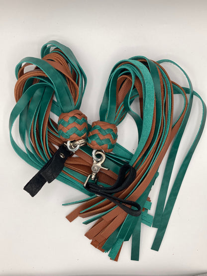 Brown and Green Finger Floggers