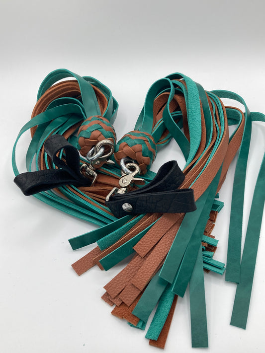 Brown and Green Finger Floggers